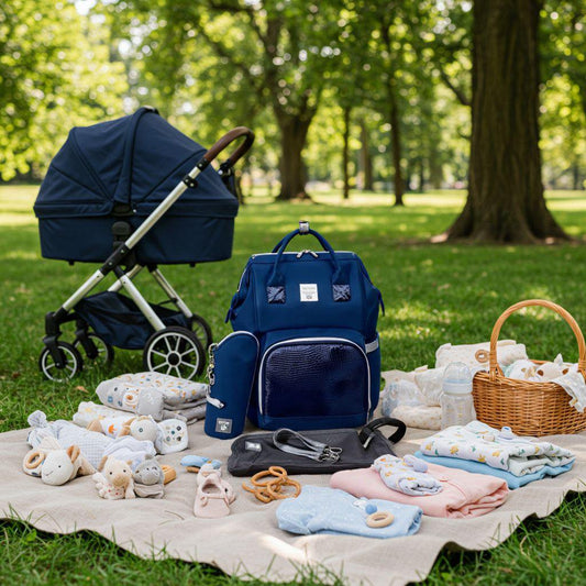 Lequeen Diamond 7TH Edition Waterproof Original mommy bag - الجيل السابع بلس الدايموند من ليكوين جلد طبيعي كحلي image 0