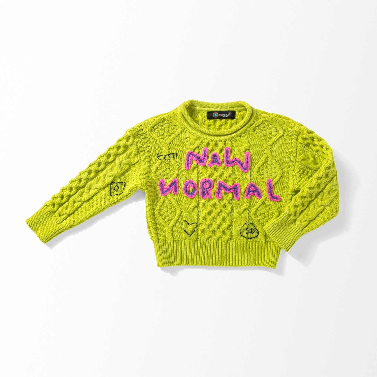 بلوفر تريكو شتوي للأطفال "New Normal" - خامة ناعمة وعالية الجودة (لون أصفر)