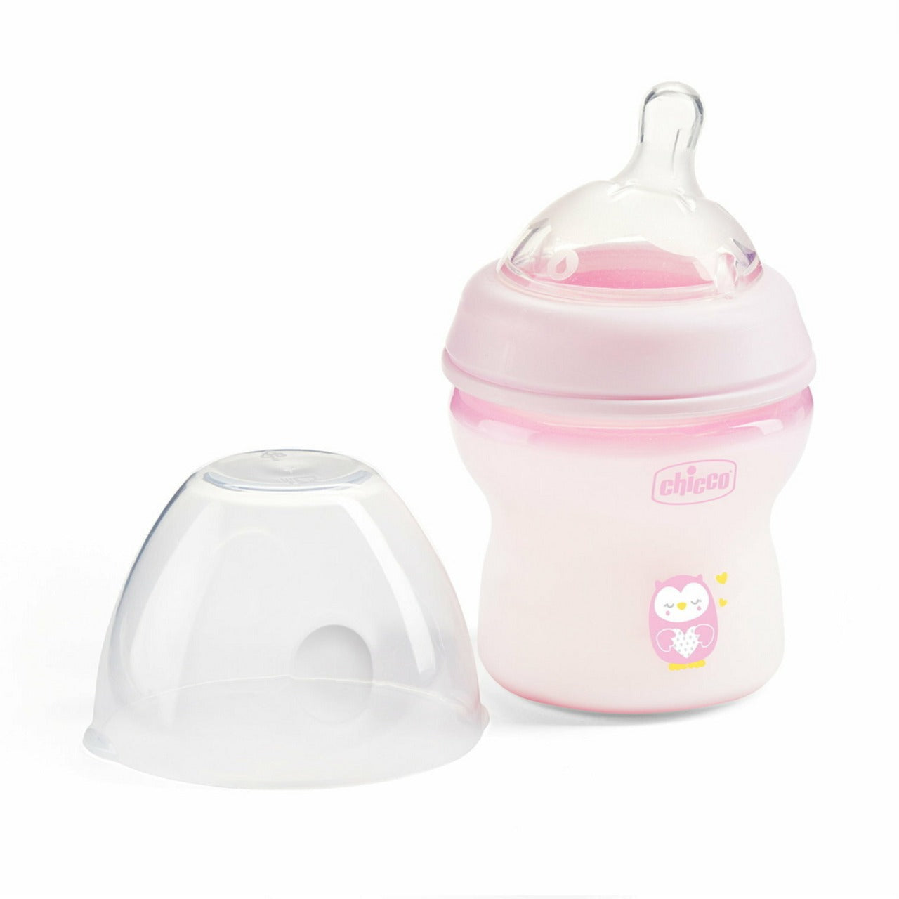 Chicco Natural Filling Plastic Bottle 150 Ml + 0 Month Rose Transparent image 1