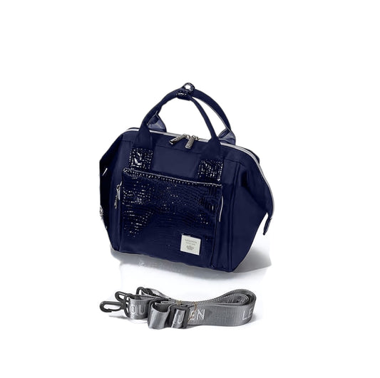 Lequeen Mini Diamond 7TH Edition Soft Waterproof Original mommy bag - Mini Croco Blue ليكوين كروس ميني باج أعلى فئة image 0