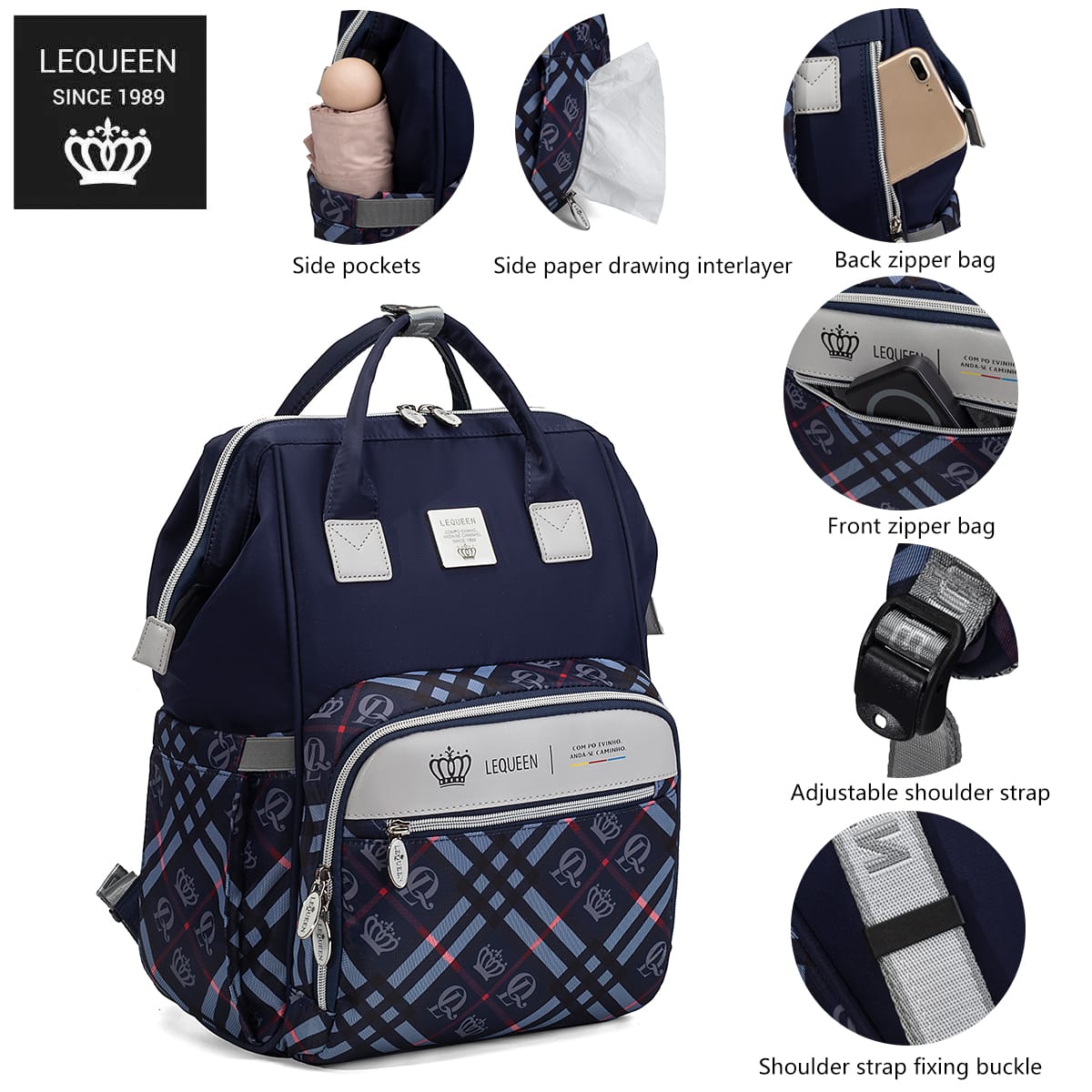 Lequeen Diamond 8TH Special Edition Soft Waterproof Original Mommy Bag الجيل الثامن الدايموند image 9