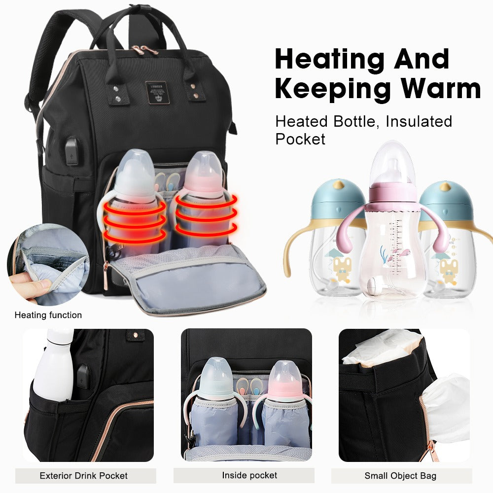 6th Lequeen Gold Edition Soft Waterproof Original Mommy Bag E Black image 2