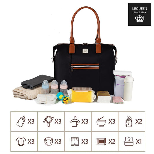 Lequeen Diamond 7TH Edition Waterproof Original mommy bag – الجيل السابع الدايموند شولدر اسود من ليكوين image 1
