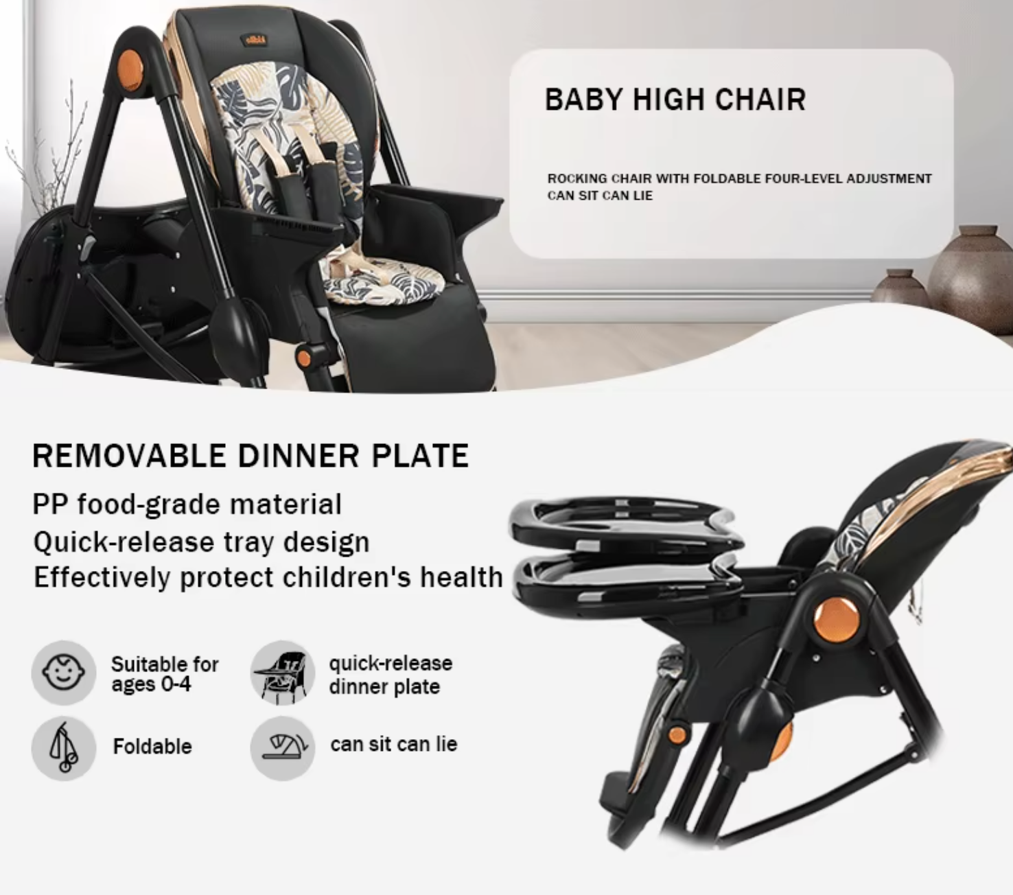 Kidilo 3in1 Luxury Feeding Chair Grey image 2