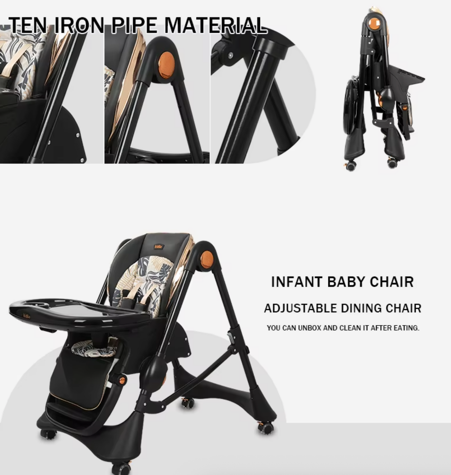 Kidilo 3in1 Luxury Feeding Chair Grey image 3