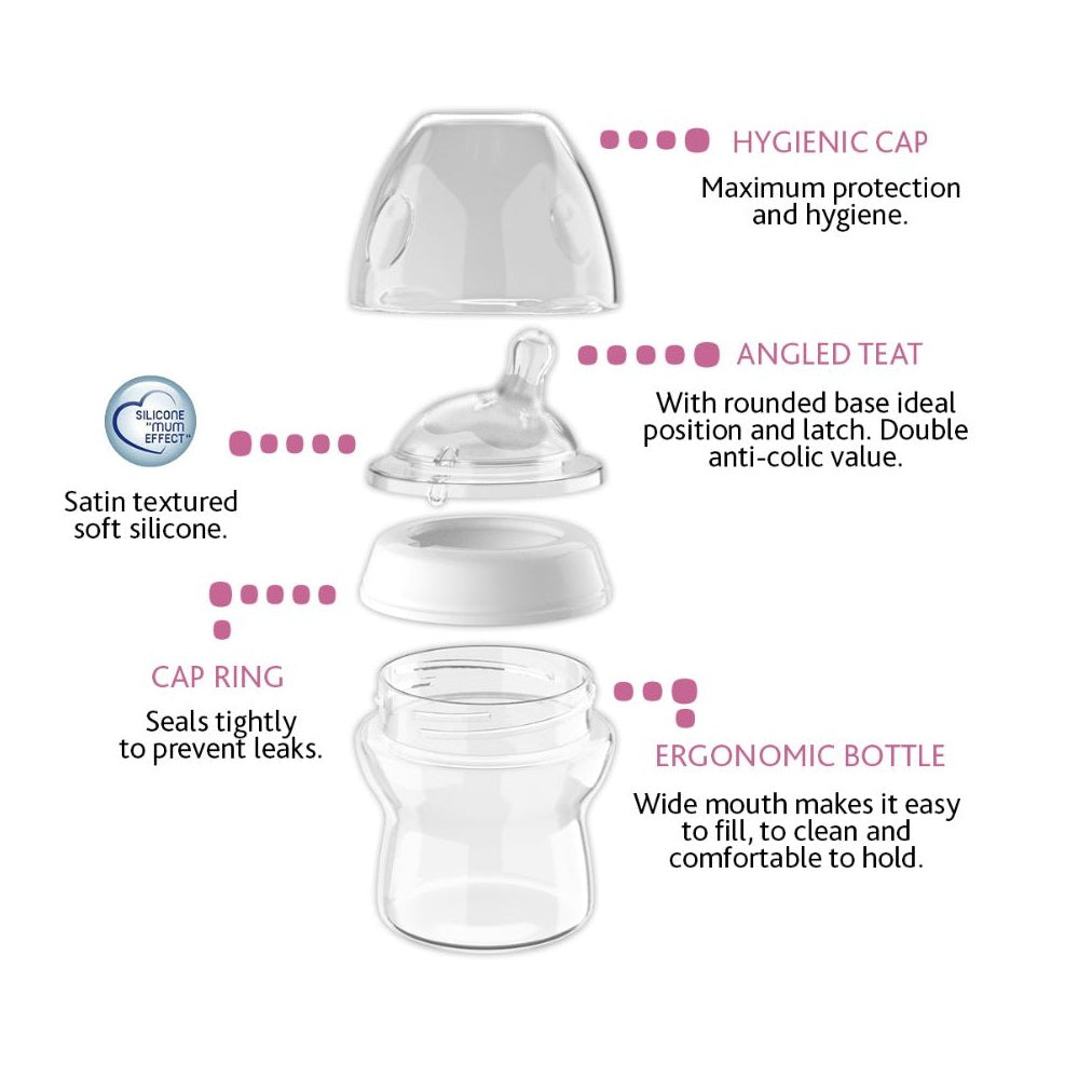 Chicco Natural Filling Plastic Bottle 150 Ml + 0 Month Rose Transparent image 3
