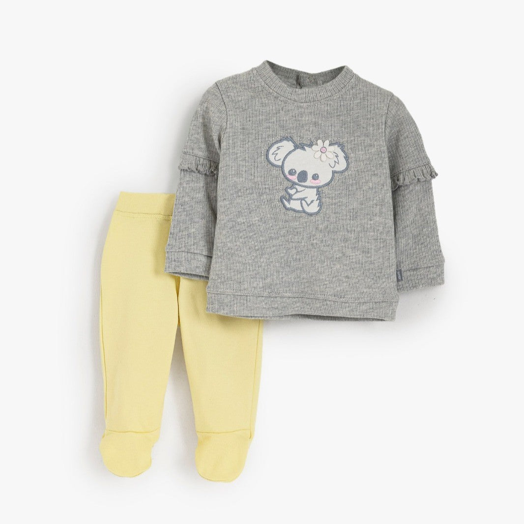 بيجامه جونيور كوالا رمادي بنطلون اصفر