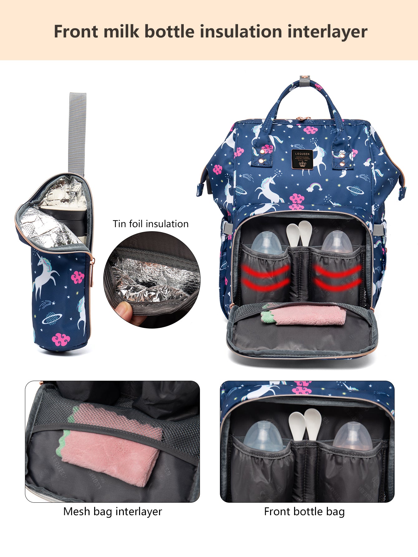 6th Lequeen Gold Edition Soft Waterproof Original mommy bag - ضمان عامل كامل image 5