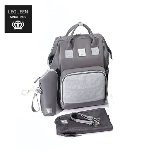 Lequeen Diamond 7TH Edition Waterproof Original mommy bag - الجيل السابع بلس الدايموند من ليكوين جلد طبيعي رصاصي image 0