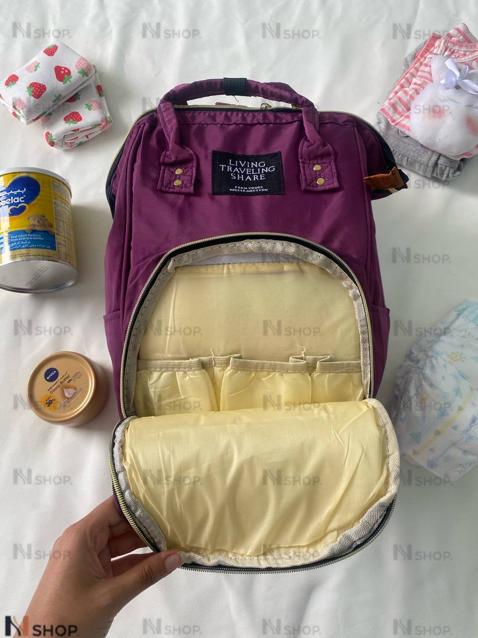 Mommy Baby Diaper bag Fashion multifunction Living high Purple image 5