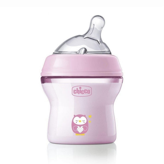 Chicco Natural Filling Plastic Bottle 150 Ml + 0 Month Rose Transparent image 0