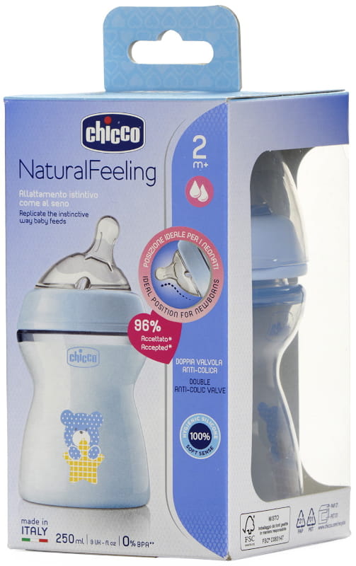 Chicco NaturalFeeling Bottle Medium Flow Blue 250ml 2m+ image 4