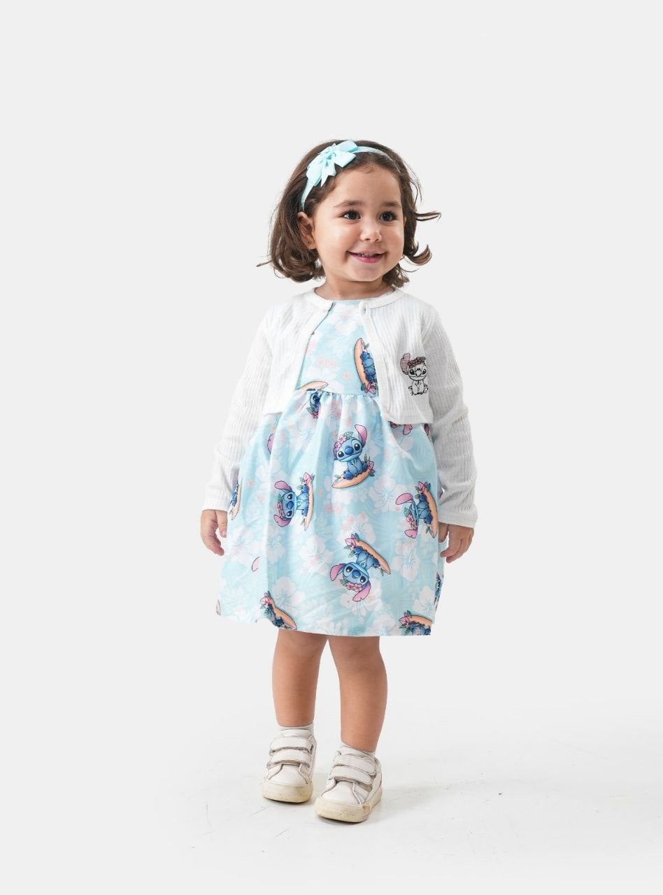 فستان بليرو بيبي استيتش ابيض