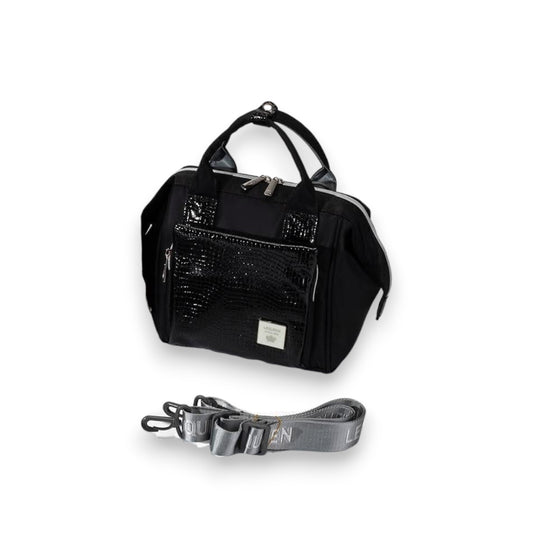 Lequeen Mini Diamond 7TH Edition Soft Waterproof Original mommy bag - Mini Croco Black ليكوين كروس ميني باج أعلى فئة image 0