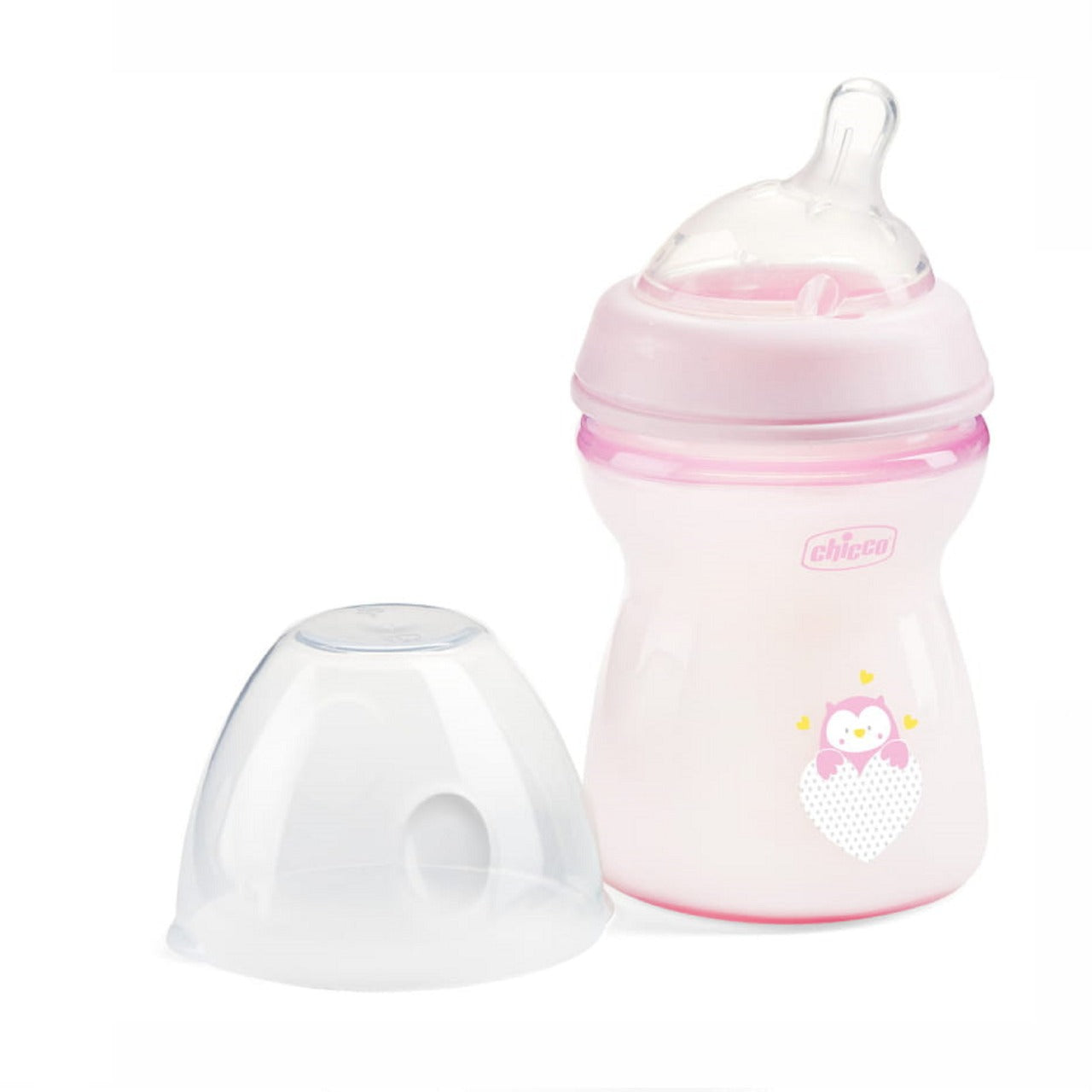 Chicco Natural Filling Plastic Bottle 250 Ml + 2 Months Transparent Rose image 2