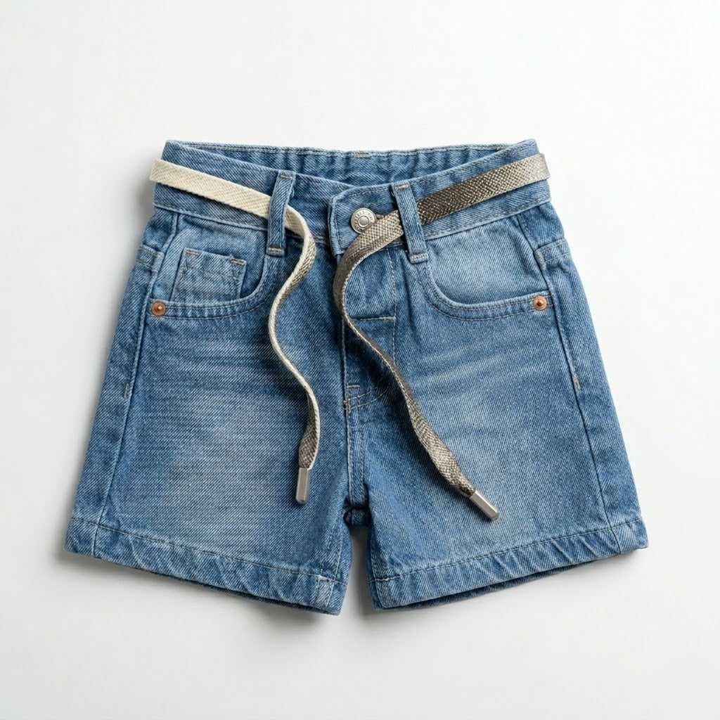 شورت جينز برباط ازرق