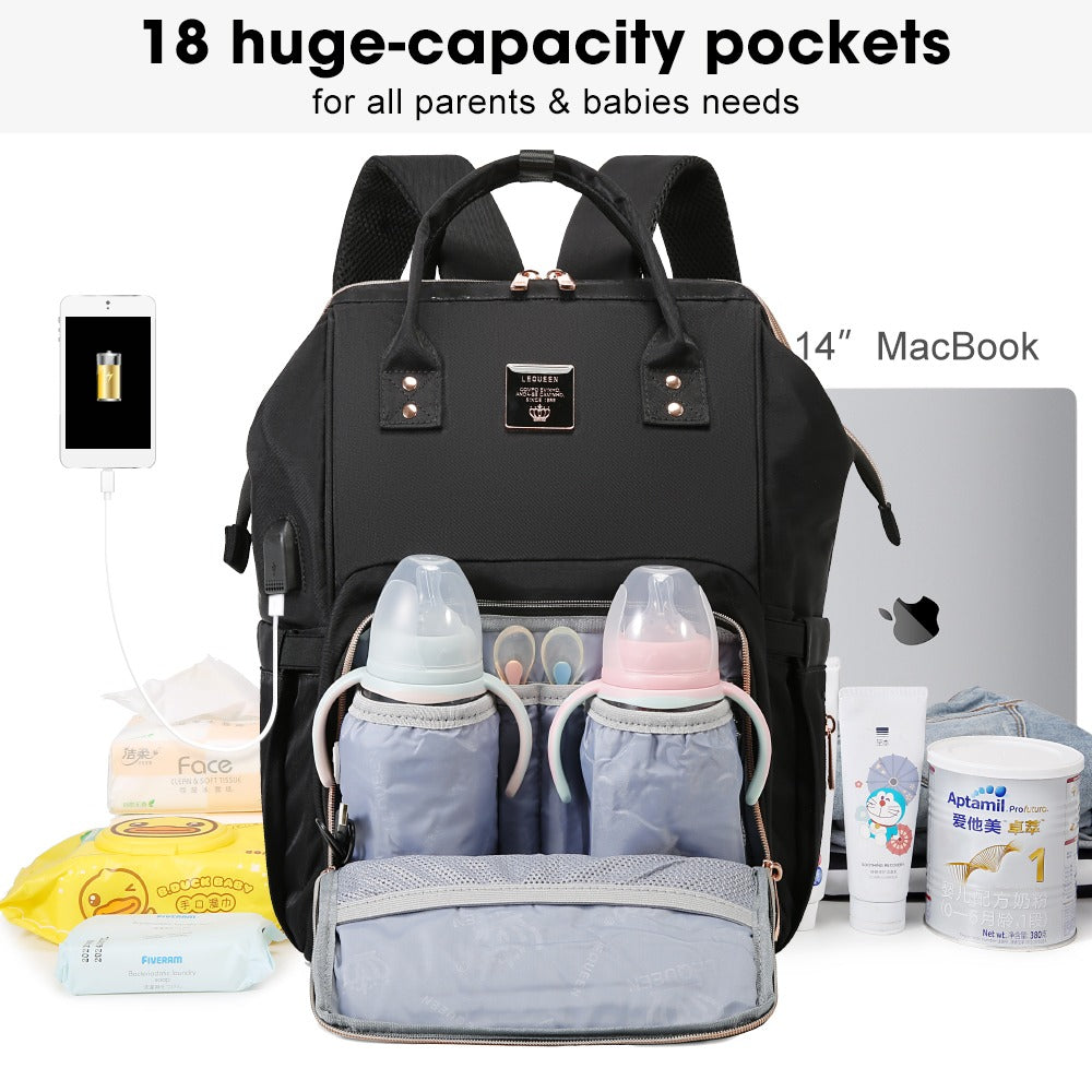 6th Lequeen Gold Edition Soft Waterproof Original Mommy Bag E Black image 5