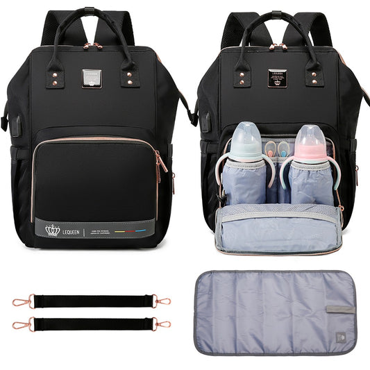 6th Lequeen Gold Edition Soft Waterproof Original Mommy Bag E Black image 0