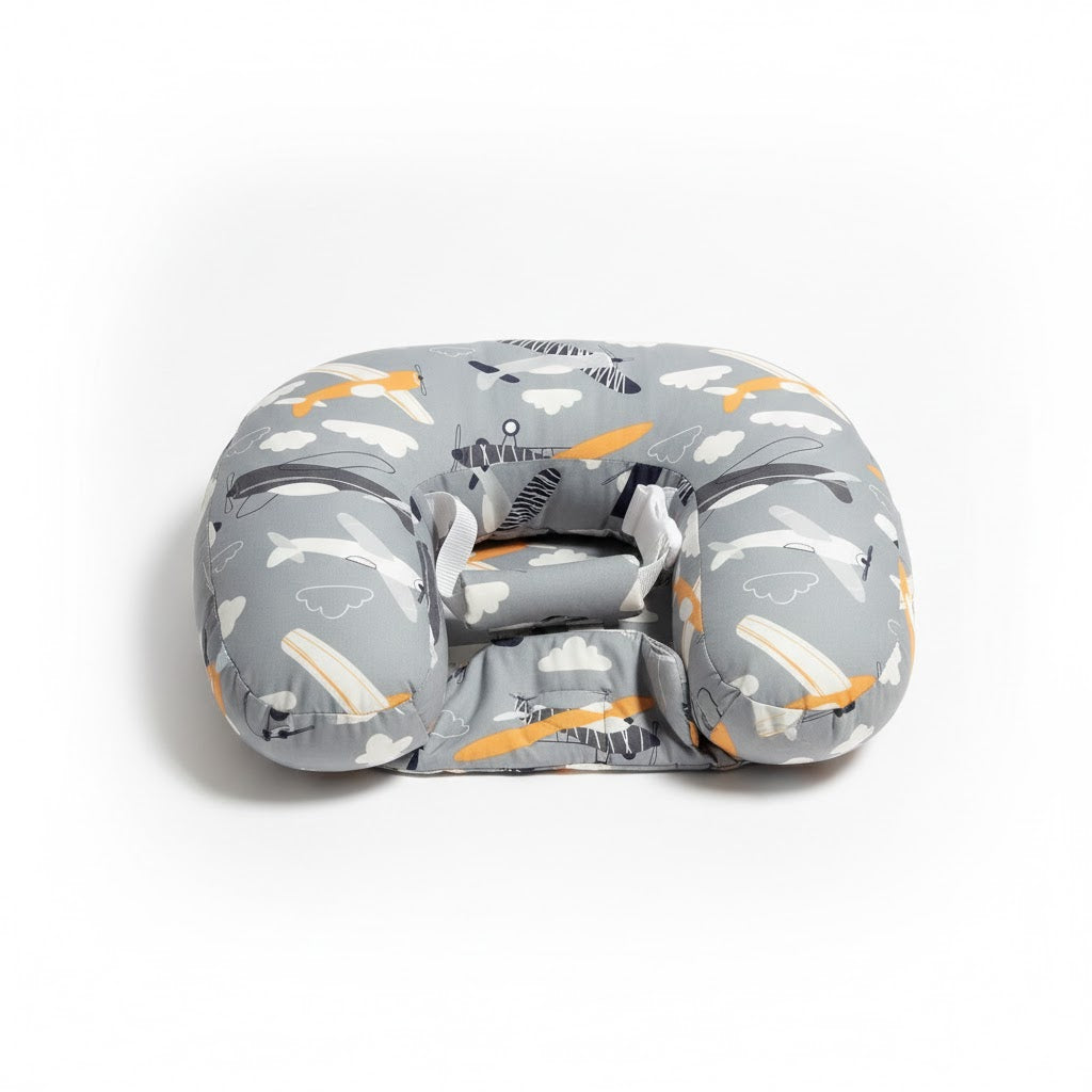 وسادة الرضاعة للأطفال بتصميم الطائرة - ناعمة وداعمة مع قفل للأمان