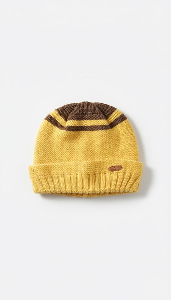 Plush Soft-Knit Infant Hat with Striped Detail