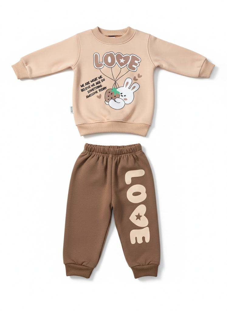 Bunny Print Sweatshirt & Jogger Set for Baby/Toddler