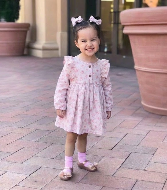 فستان أطفال بنقشه زهور - تصميم مريح وأنيق