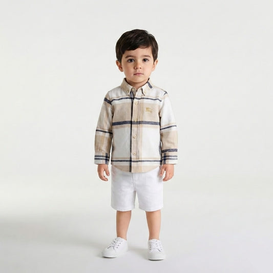 قميص اطفال ولادي عصري بربري ابيض