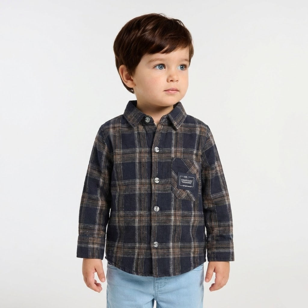 قميص اطفال عصري كاروهات اسود