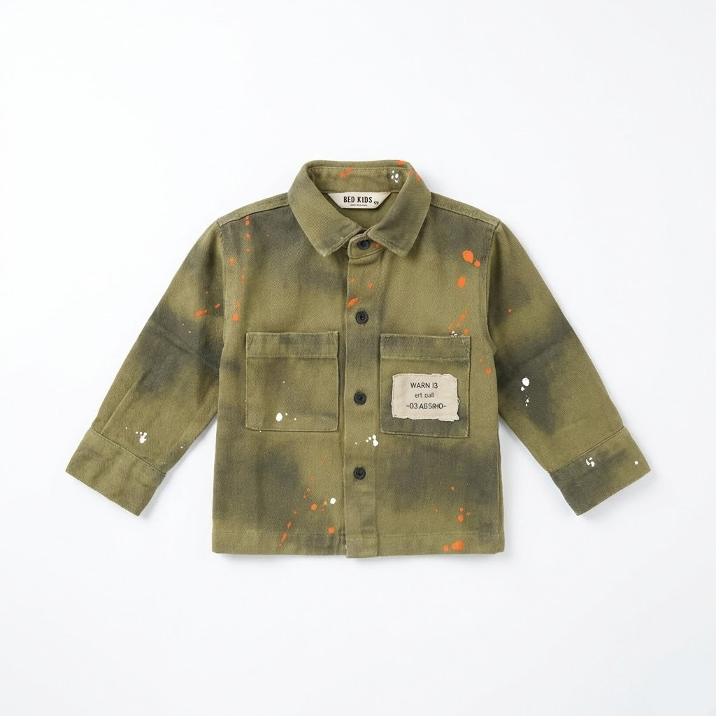 قميص ولادي كاجوال باللون الزيتي