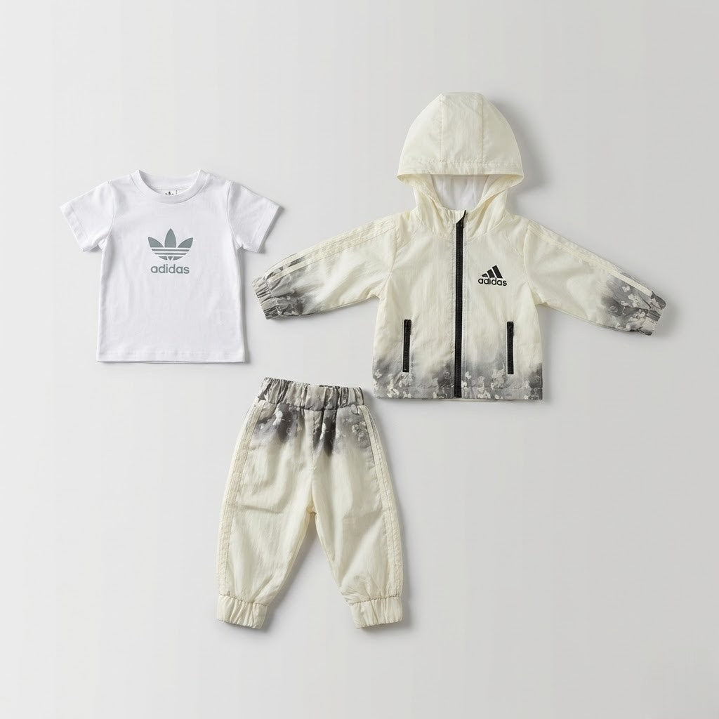 طقم رياضي "أديداس" للأطفال بلمسة عصرية - لون اخضر وأبيض