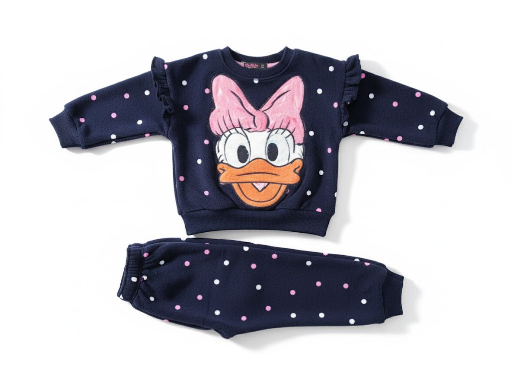 Toddler Daisy Duck Sweatshirt & Joggers Pajama Set | Navy Blue & Pink Outfit