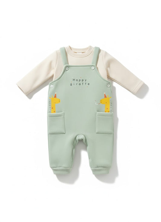 Mint Green Baby Jumpsuit Set – Happy Giraffe Print