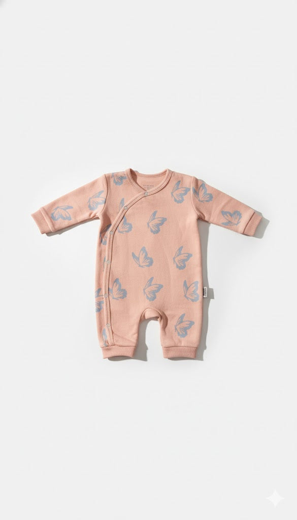 Butterfly Swirls Baby Grey Romper