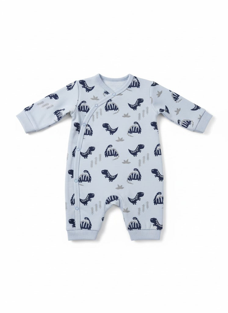 Baby Blue Dinosaur Print Romper