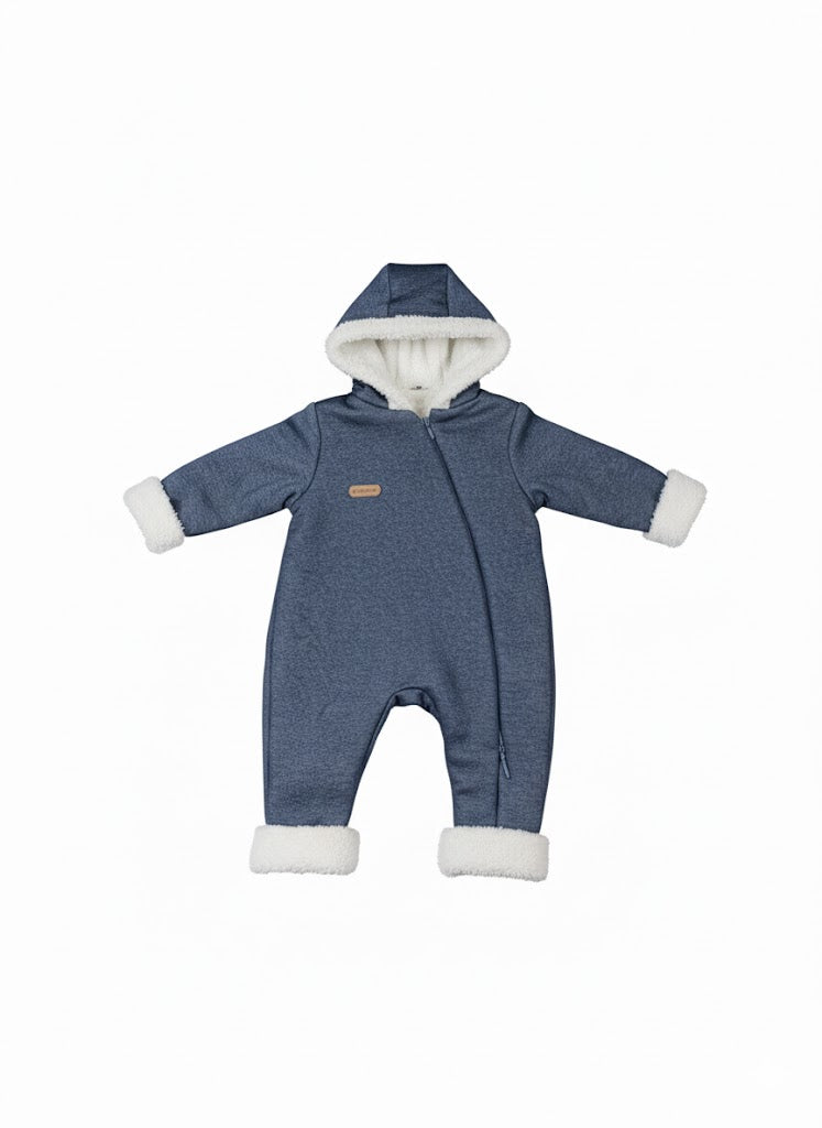 Cozy Denim Baby Snowsuit with Faux Fur Lining