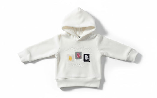 "Little Maracaibo" Embroidered Baby Hoodie - Playful Bear Card Design