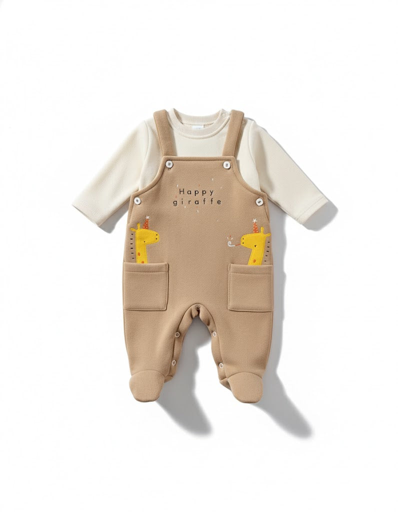 Brown Baby Jumpsuit Set – Happy Giraffe Print