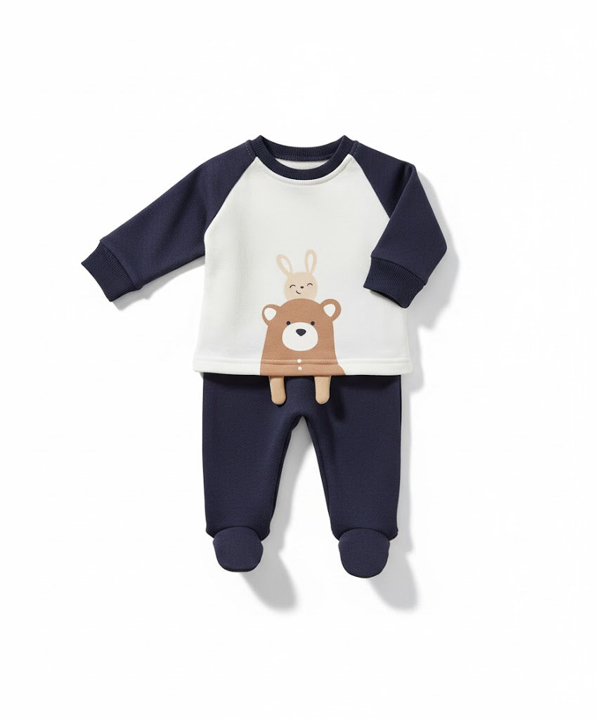 Baby Bear & Bunny Pajama | Navy Blue Outfit