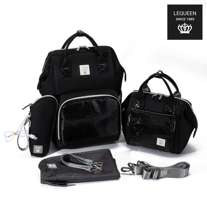 Lequeen Diamond 7TH Edition Waterproof Original mommy bag - الجيل السابع الدايموند من ليكوين جلد طبيعي اسود image 1
