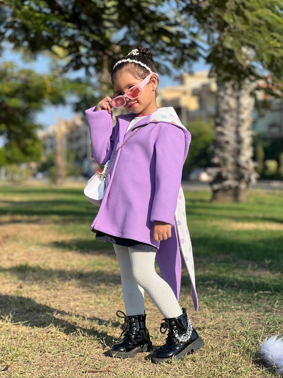 Plush Purple Button-Front Hooded Jacket