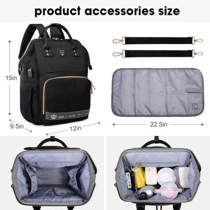 6th Lequeen Gold Edition Soft Waterproof Original Mommy Bag E Black image 1