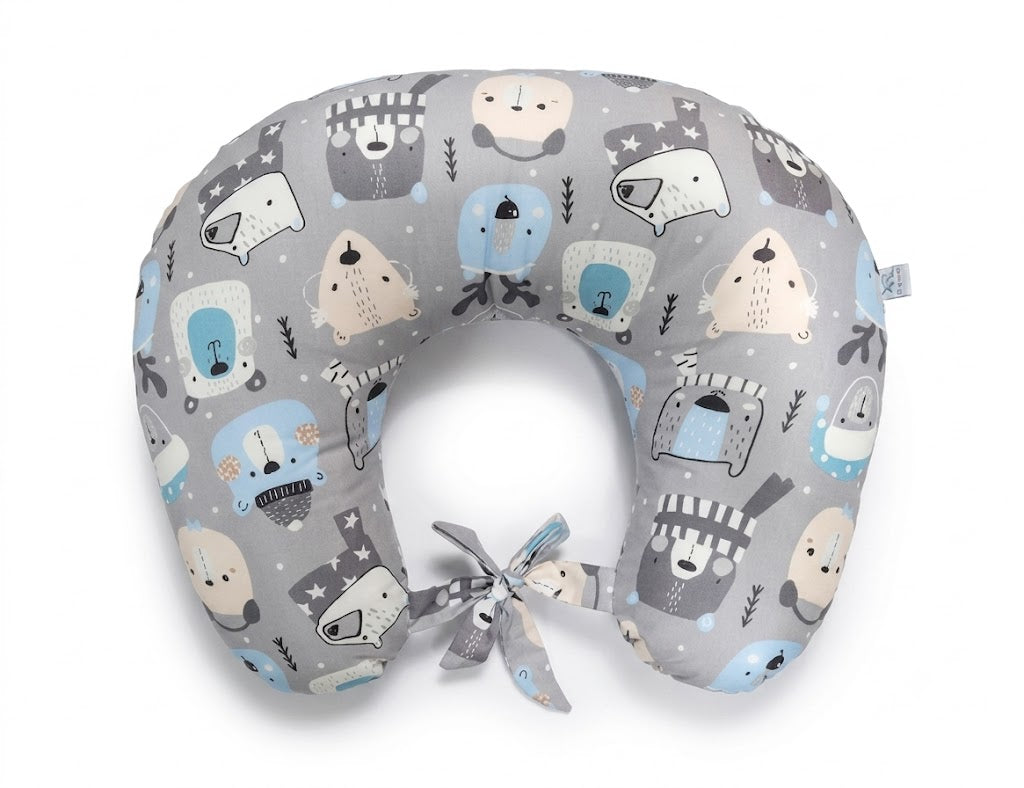 مخده رضاعه اطفال لون رمادي نقشه غزال
