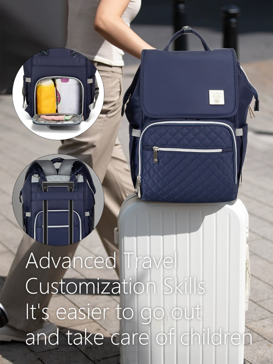 حقيبة الأم الأصلية ليكوين دايموند الجيل السابع المقاومة للماء – فخامة وعملية لا مثيل لها لجميع مستلزمات طفلك!