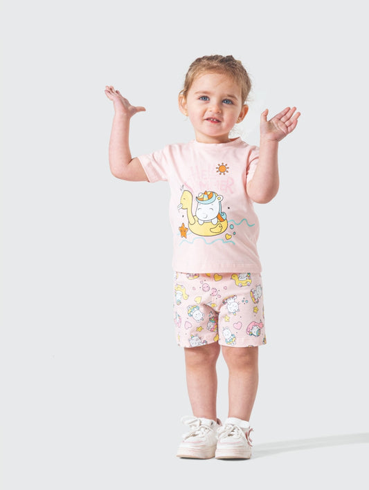 ترنج بناتي شورت يوني كورن بينك