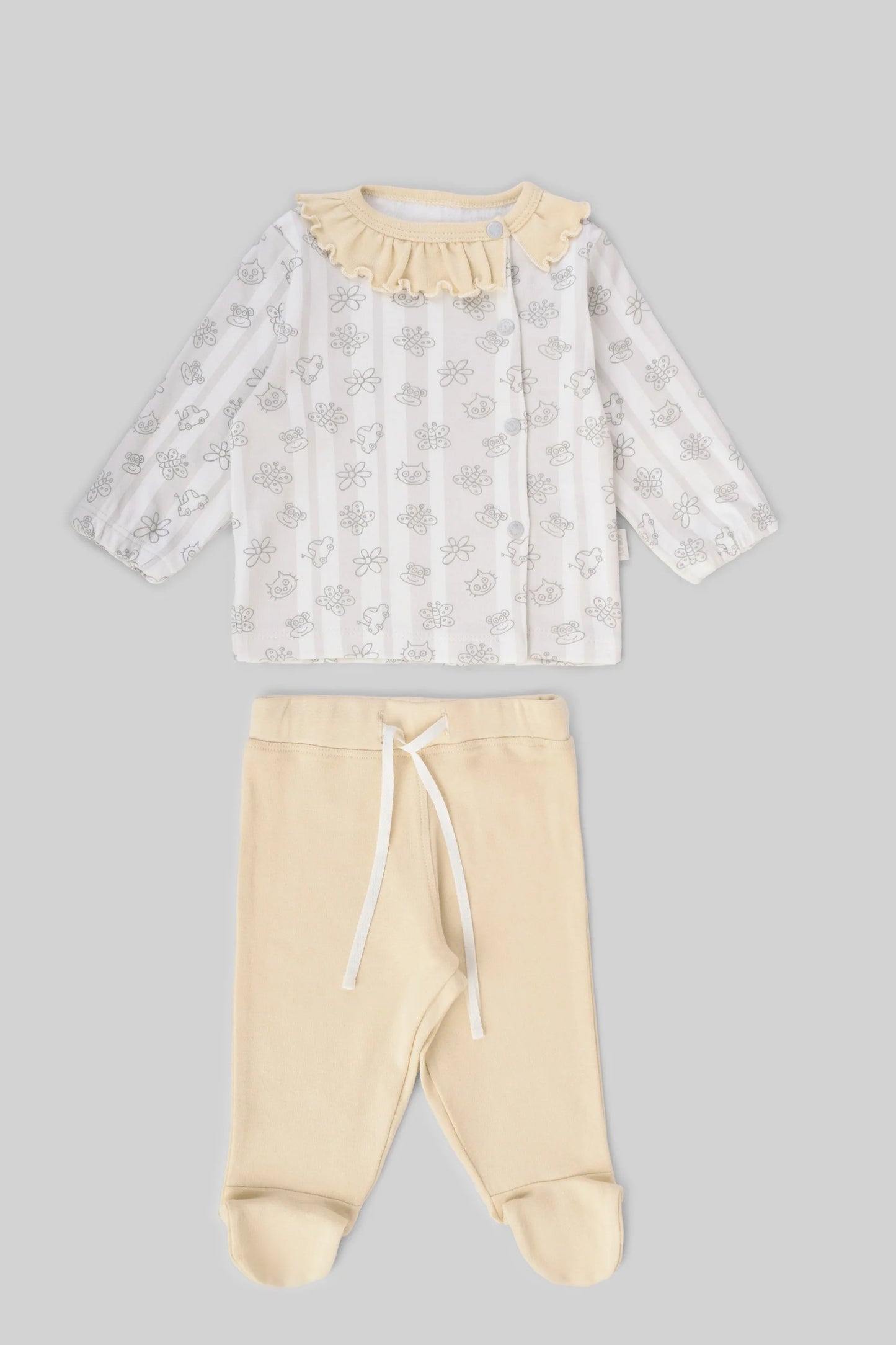 بيجامه جونيور نقشات ابيض في اصفر