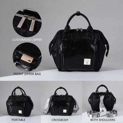 Lequeen Diamond 7TH Edition Waterproof Original mommy bag - الجيل السابع الدايموند من ليكوين جلد طبيعي اسود image 8