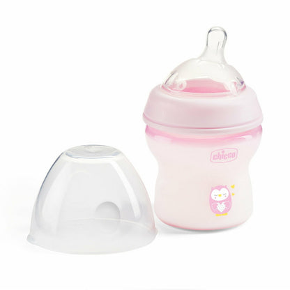 Chicco Natural Filling Plastic Bottle 150 Ml + 0 Month Rose Transparent image 1