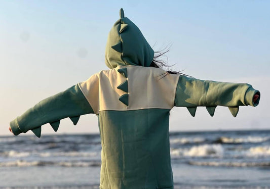 Plush Green Crocodile Hoodie for Toddlers