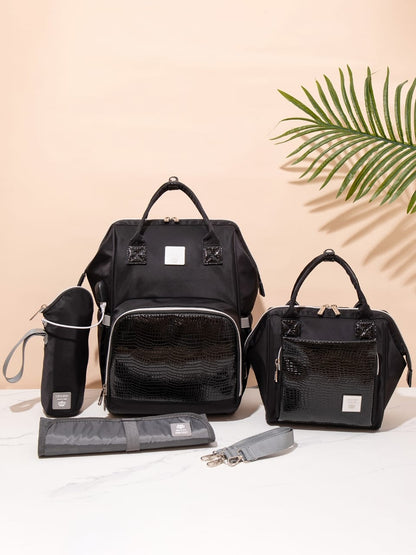 Lequeen Diamond 7TH Edition Waterproof Original mommy bag - الجيل السابع الدايموند من ليكوين جلد طبيعي اسود image 0
