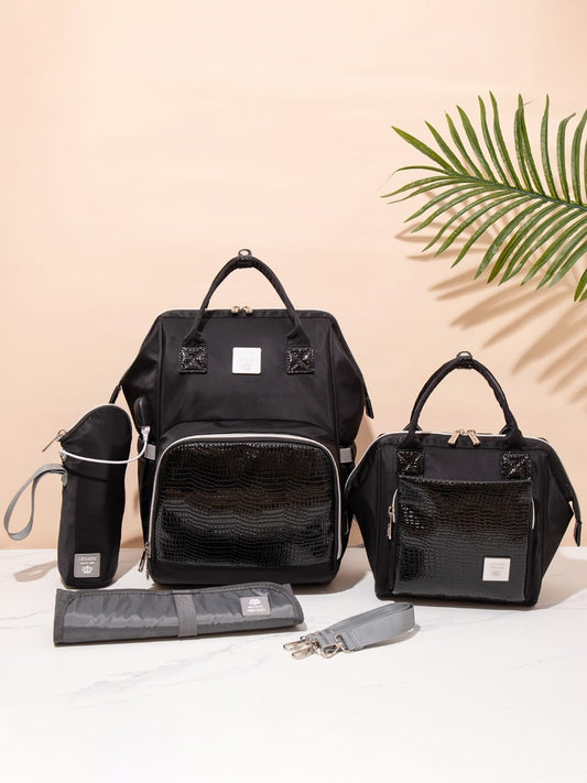 Lequeen Diamond 7TH Edition Waterproof Original mommy bag - الجيل السابع الدايموند من ليكوين جلد طبيعي اسود image 0